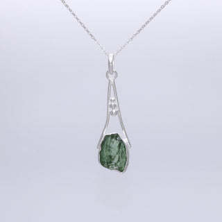 Genuine Raw Moldavite Pendant, Gemstone From Czech Republic, 925 Sterling Silver, Necklace For Women's, Gift For Girls, Handmade Pendant
