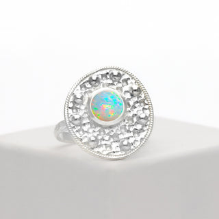 Fire Opal Ring, Polished Round Opal Ring, October Birthday Gift, Gemstone Ring Jewelry , Ring For Women, Engagement Ring, Gift For Her