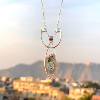 Genuine Moldavite Rough Pendant 100% Natural With Certified Gemstone From Czech Republic 925 Sterling Silver Handmade Designer Jewelry