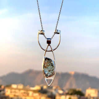 Genuine Moldavite Rough Pendant 100% Natural With Certified Gemstone From Czech Republic 925 Sterling Silver Handmade Designer Jewelry