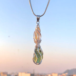 Moldavite Pendant, Czech Moldavite, Opal Pendant, Sterling Silver Pendant, Handmade Pendant, Natural Moldavite