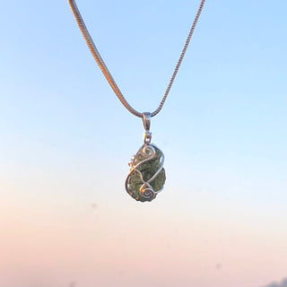 Genuine Moldavite Rough Pendant 100% Natural With Certified Gemstone From Czech Republic 925 Sterling Silver Handmade Designer Jewelry