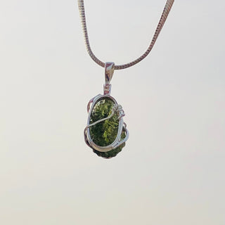 Genuine Moldavite Rough Pendant 100% Natural With Certified Gemstone From Czech Republic 925 Sterling Silver Handmade Designer Jewelry