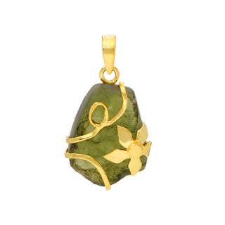 Genuine Moldavite Rough Pendant 100% Natural Gemstone From Czech Republic 14k gold filled in 925 Sterling Silver Handmade Designer Jewelry