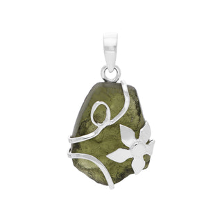 Genuine Moldavite Rough Pendant 100% Natural With Certified Gemstone From Czech Republic 925 Sterling Silver Handmade Designer Jewelry