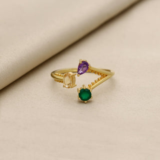 BEAUTIFUL MULTI GEMSTONE RING, 925 SILVER RING PLATED WITH 2 MICRON 18KT GOLD