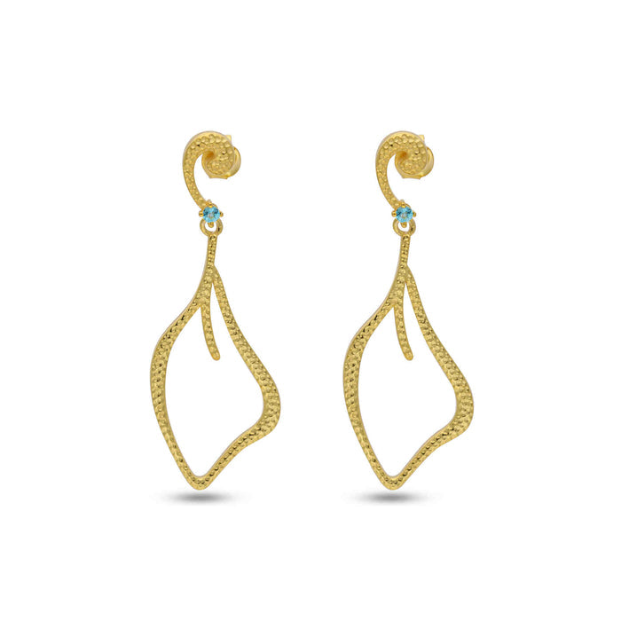 BLUE TOPAZ GEMSTONE 925 STEALING SILVER PUSH BACK By Harshita Jewellery