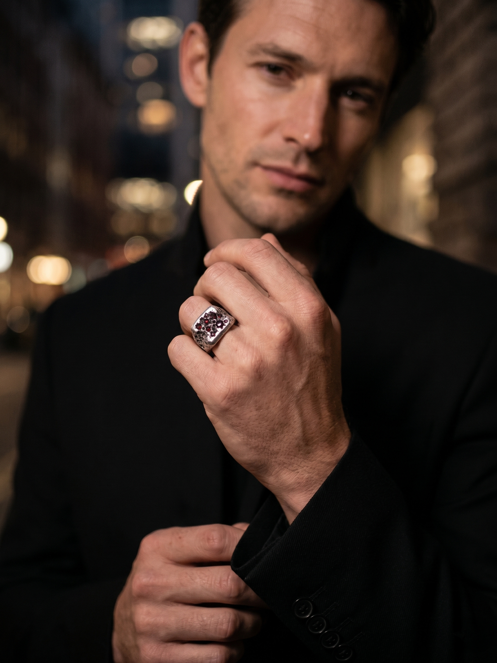Red Garnet Men's Ring By Harshita Jewellery