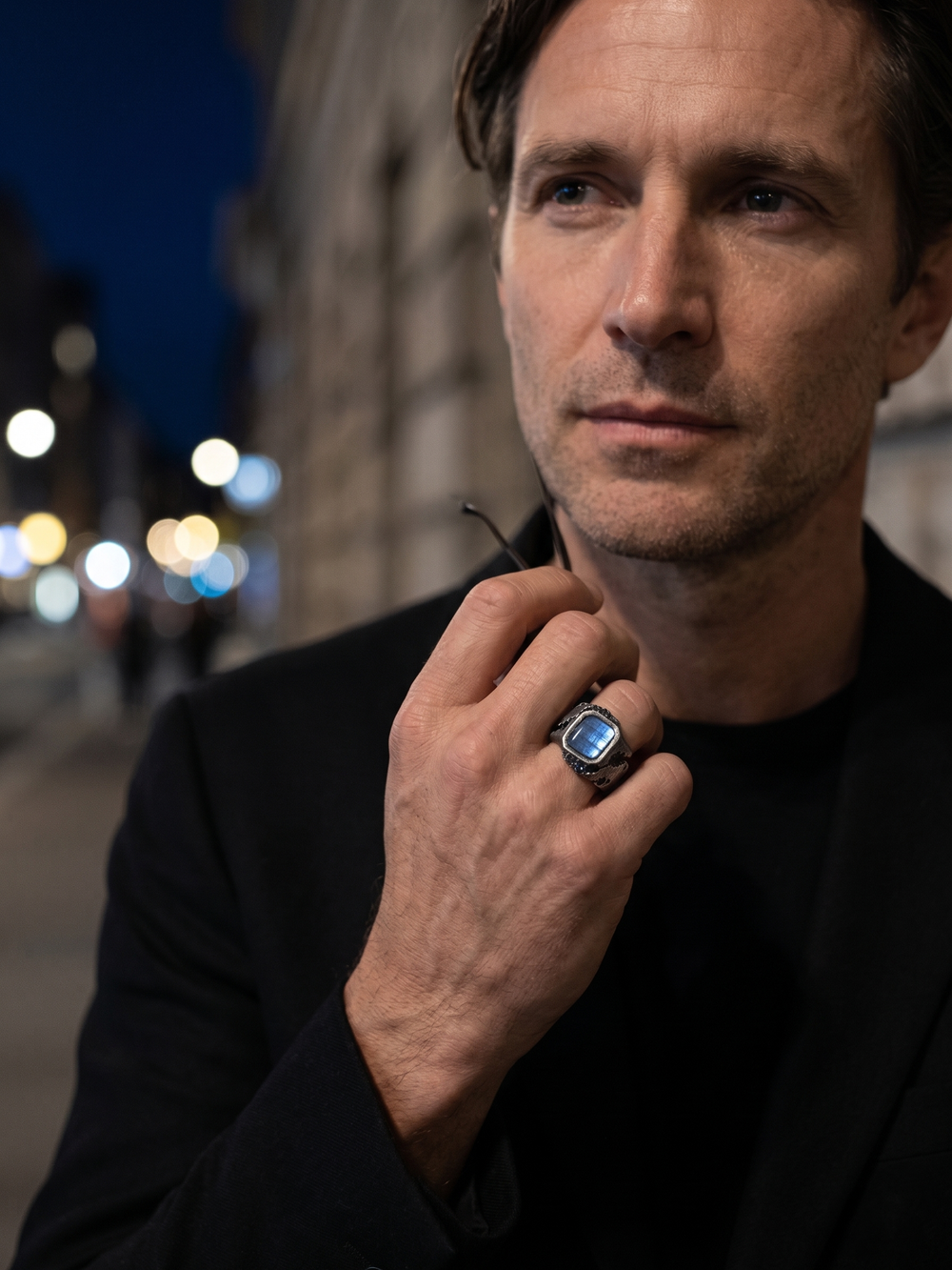 Flat Labradorite Gemstone Men's Ring By Harshita Jewellery