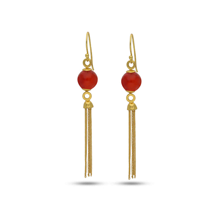 FANCY CARNELIAN EARRING, 925 SILVER PUSH BACKr By Harshita Jewellery
