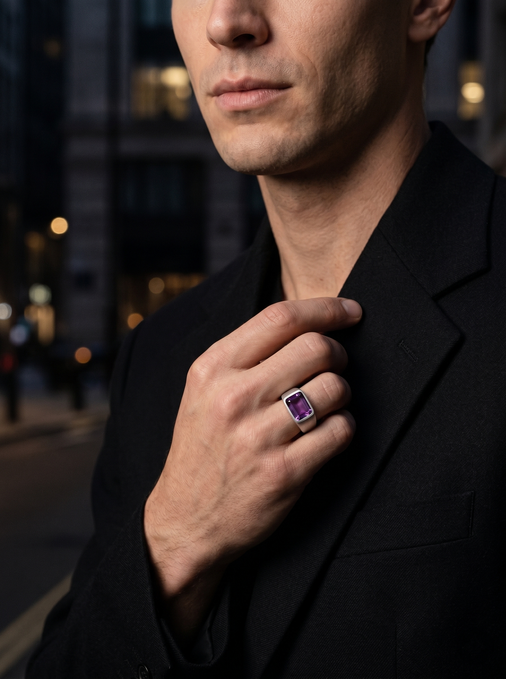 Amethyst Gemstone Men's Ring By Harshita Jewellery