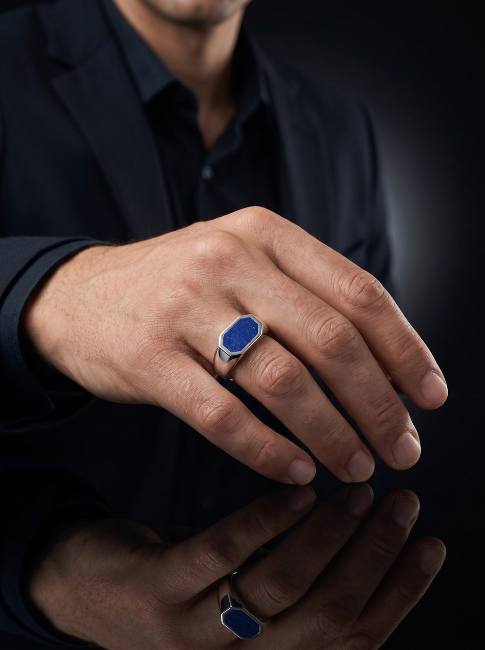 Blue Lapis Lazuli Gemstone Men's Ring By Harshita Jewellery
