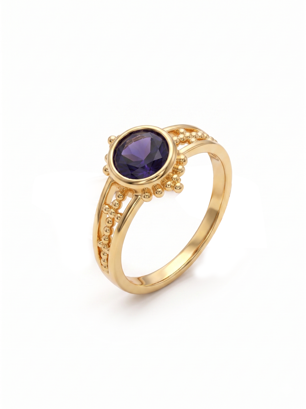 SOLITAIRE IOLITE GEMSTONE, 925 STERLING SILVER, DECORATED WITH DEDICATED WOMEN JEWELRY