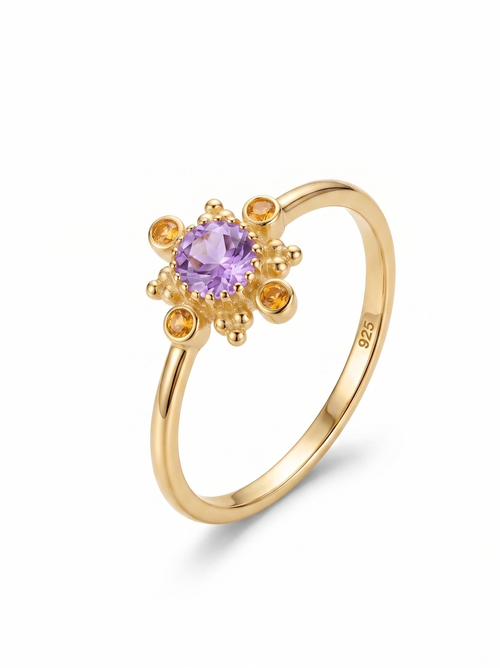 BEAUTIFUL AMETHYST OR RED GARNET GEMSTONE, 925 STERLING SILVER, DECORATED WITH DEDICATED WOMEN JEWELRY