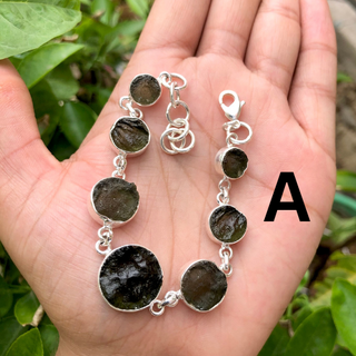 Genuine Moldavite Bracelet, 925 Sterling Silver Handmade Adjustable Women's Bracelet, Moldavite Silver Bracelet, Gift For Mom&nbsp;