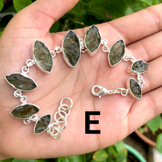 Genuine Moldavite Bracelet, 925 Sterling Silver Handmade Adjustable Women's Bracelet, Moldavite Silver Bracelet, Gift For Mom&nbsp;