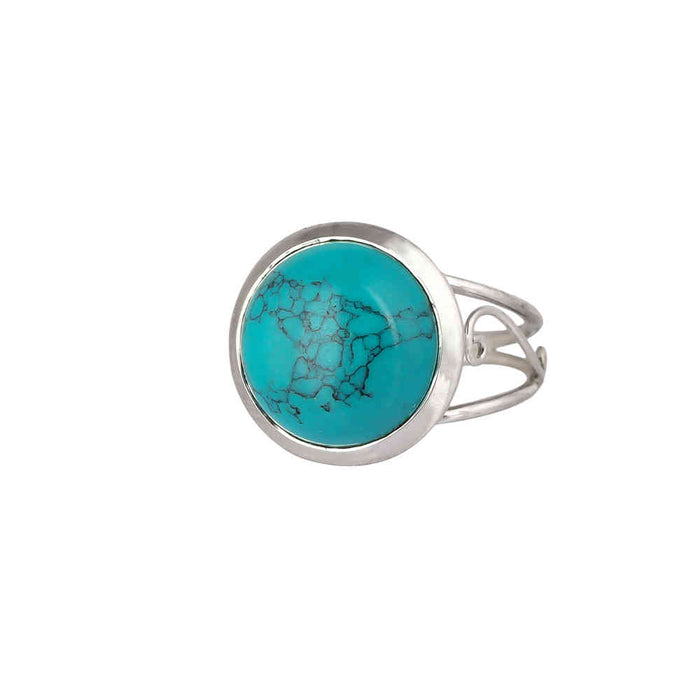 TURQUOISE RING DECEMBER BIRTHSTONE GEMSTONE RING 925 SILVER RING DECORATED