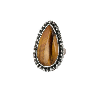 JUNE BIRTHSTONE GEMSTONE RING 925 SILVER RING DECORATED WITH GENUINE TIGER EYE GEMSTONE
