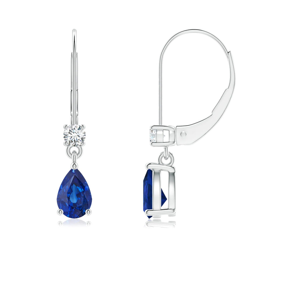 Pear Sapphire With Diamond Drop Earrings