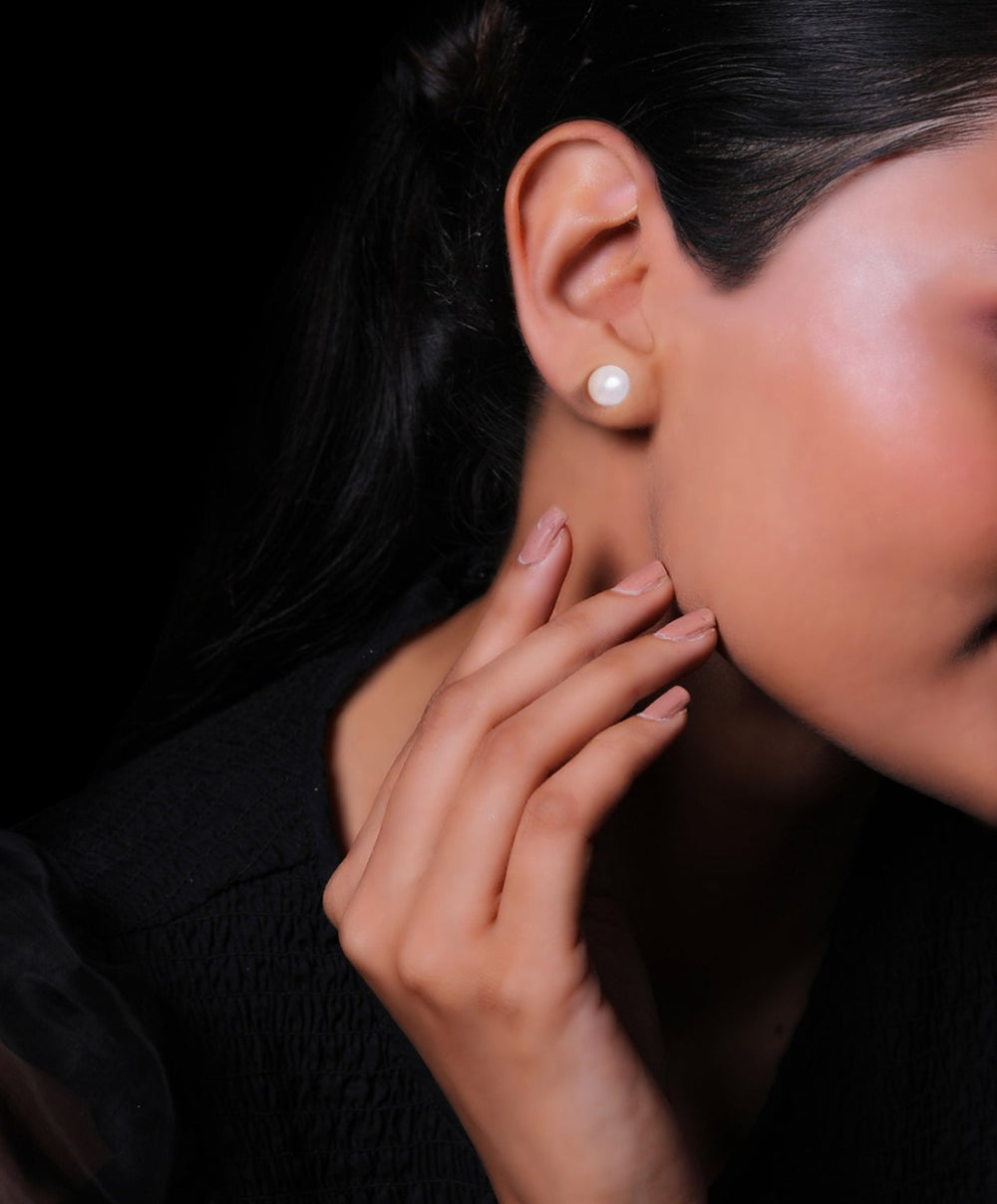 Pearl Stud Earrings By Harshita Jewellery