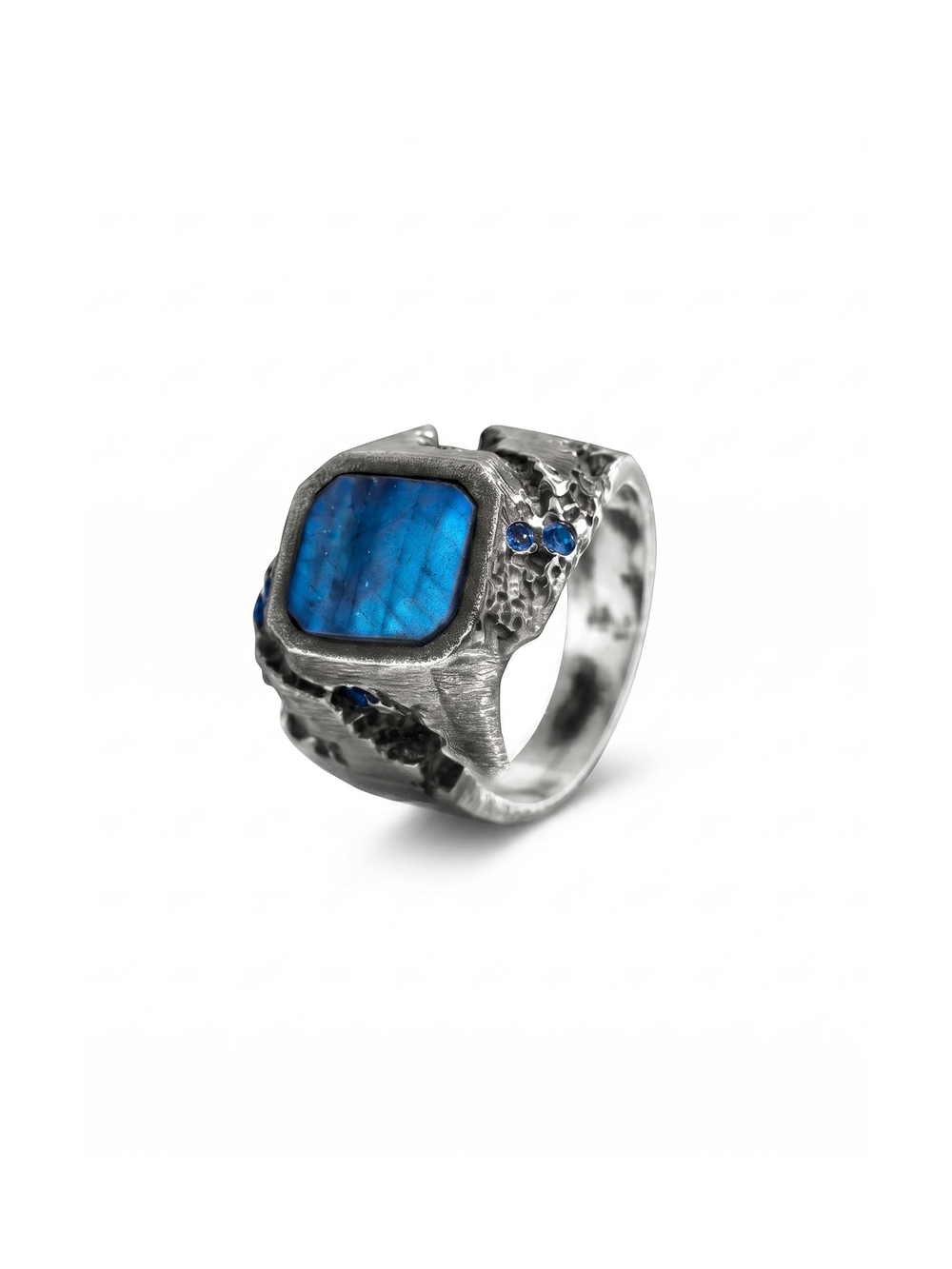 Flat Labradorite Gemstone Men's Ring By Harshita Jewellery