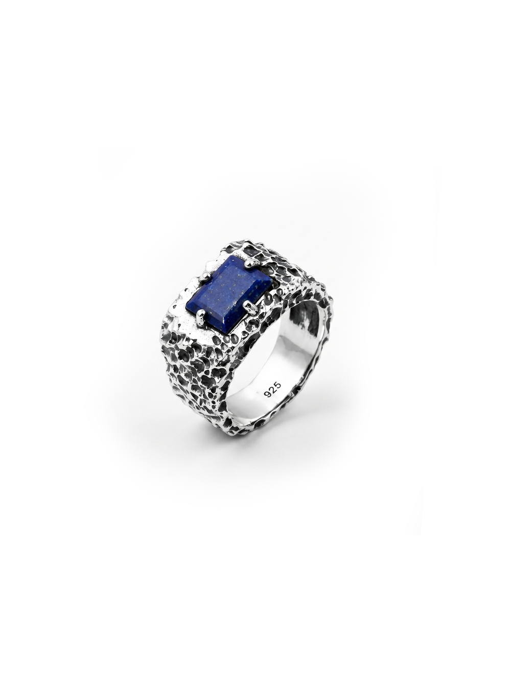 Lapis Lazuli Ring for Men | 925 Sterling Silver Lapis Ring | Handmade Statement Ring | Oxidized Biker Ring | Vintage Gemstone Jewelry | Harshita Jewellery