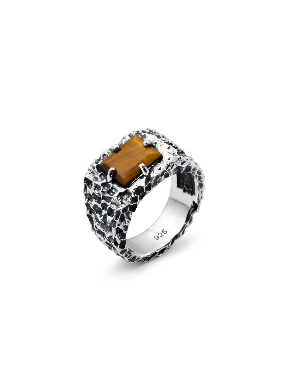 Tiger Eye Ring for Men | 925 Sterling Silver Tiger Eye Ring | Handmade Statement Ring | Oxidized Biker Ring | Vintage Gemstone Jewelry | Harshita Jewellery