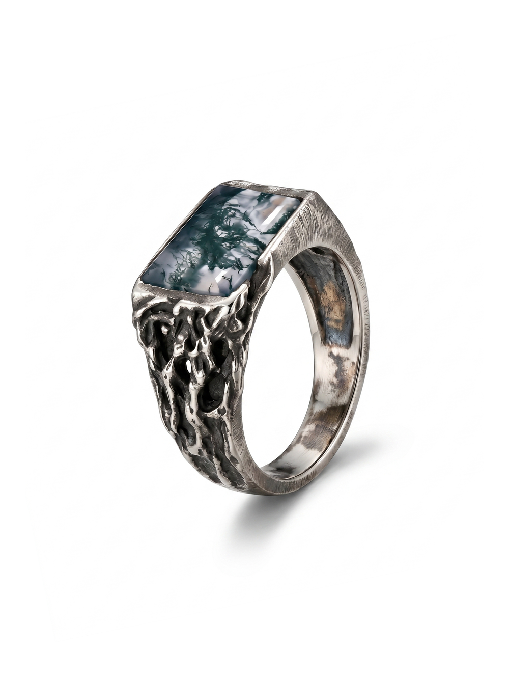 Green Moss Agate Men's Ring By Harshita Jewellery