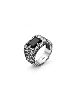 Black Onyx Ring for Men | 925 Sterling Silver Onyx Ring | Handmade Statement Ring | Oxidized Biker Ring | Gothic Jewelry | Harshita Jewellery