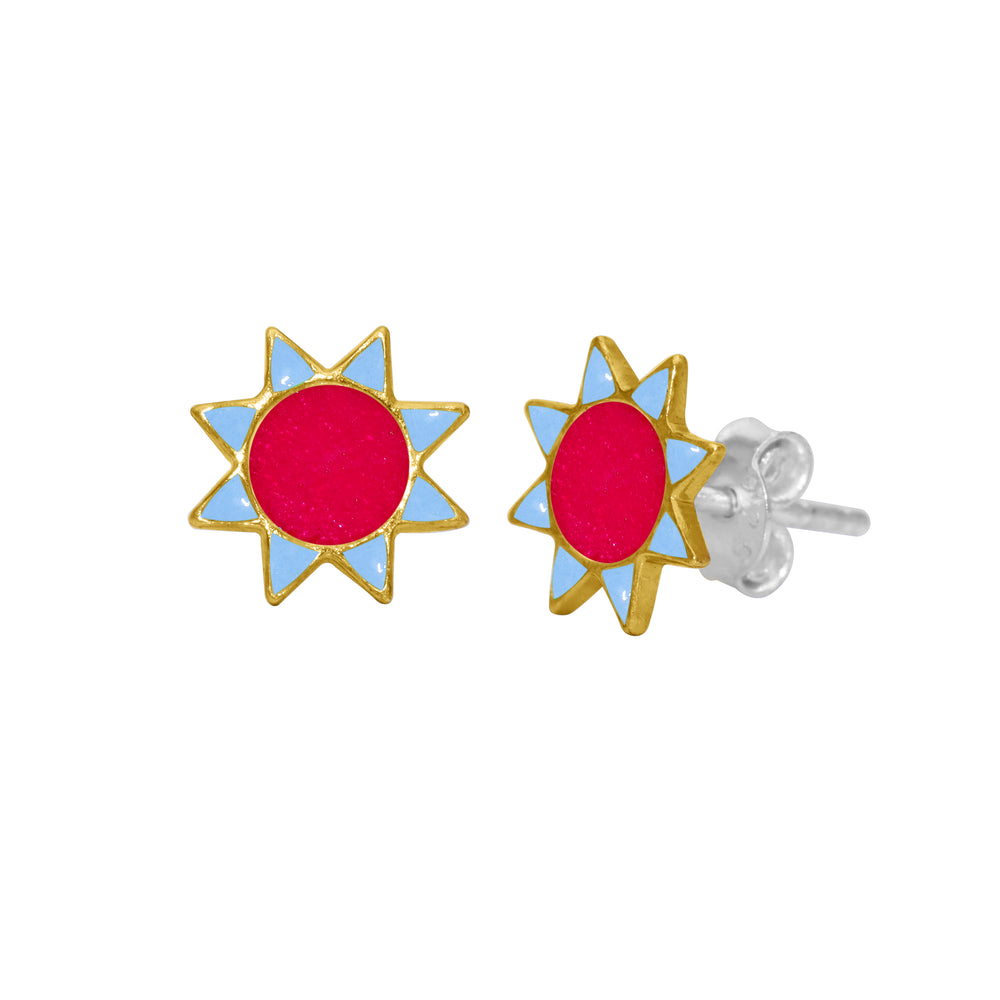 Kids Enamel Cosmic Star Stud Earrings By Harshita Jewellery