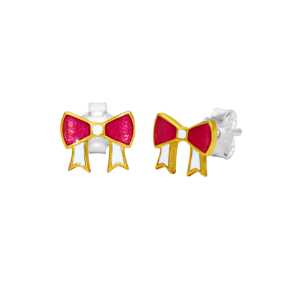 Kids Enamel Elegant Bow Stud Earrings By Harshita Jewellery