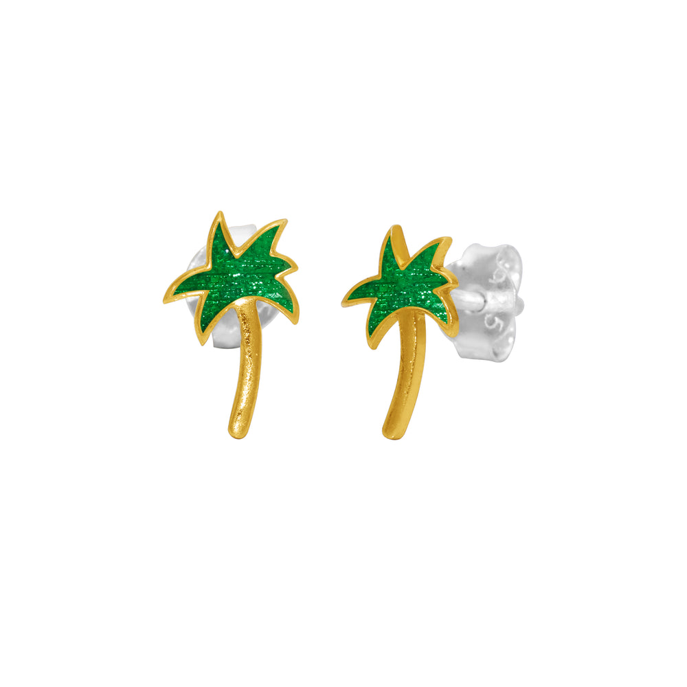 Kids Enamel Palm Tree Stud Earrings By Harshita Jewellery