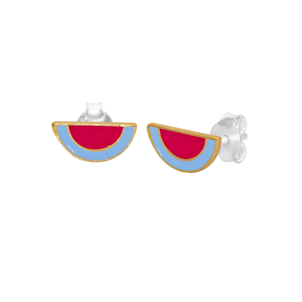 Kids Enamel Half Circle Stud Earrings By Harshita Jewellery