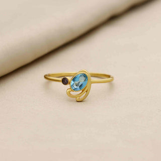 BEAUTIFUL LONDON BLUE TOPAZ OR IOLITE GEMSTONE RING, 925 STEALING SILVER RING PLATED WITH 2 MICRON 18KT GOLD