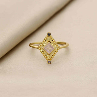 BEAUTIFUL GEMSTONE RING, 925 STEALING SILVER RING PLATED WITH 2 MICRON 18KT GOLD