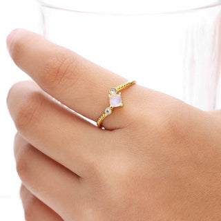 925 STEALING SILVER RING, DECORATED WITH MOONSTONE AND SWISS TOPAZ GEMSTONE, PLATED WITH 2 MICRON 18KT GOLD