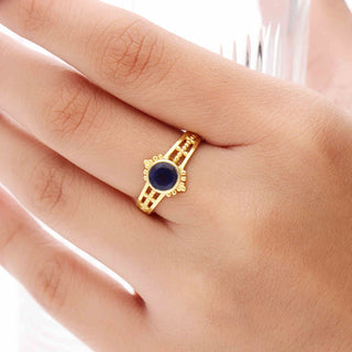 SOLITAIRE IOLITE GEMSTONE, 925 STERLING SILVER, DECORATED WITH DEDICATED WOMEN JEWELRY