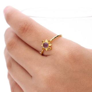 BEAUTIFUL AMETHYST OR RED GARNET GEMSTONE, 925 STERLING SILVER, DECORATED WITH DEDICATED WOMEN JEWELRY