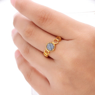 HEXAGON LABRADORITE RING GEMSTONE 925 STEALING SILVER RING, DECORATED WITH DEDICATED WOMEN JEWELRY