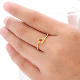 925 STEALING SILVER RING, DECORATED WITH CARNELIAN GEMSTONE, PLATED WITH 2 MICRON 18KT GOLD