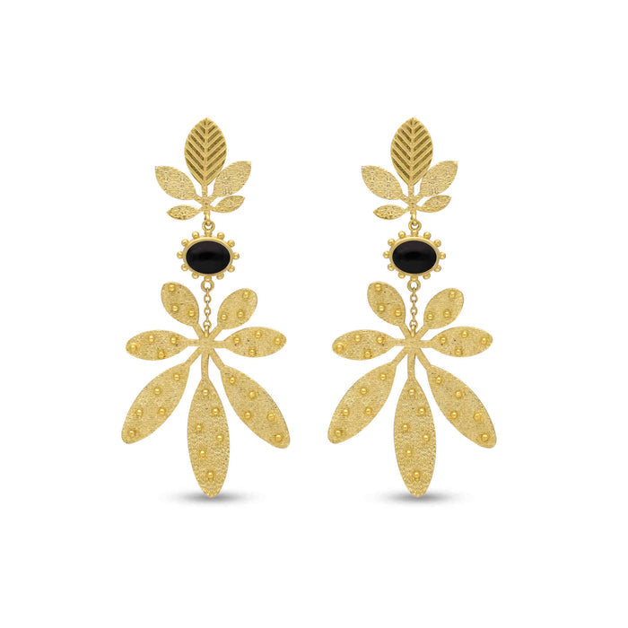 BLACK ONYX MINIMALIST EARRING STEALING SILVER PUSH BACK By Harshita Jewellery