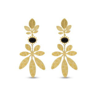 BLACK ONYX MINIMALIST EARRING STEALING SILVER PUSH BACK By Harshita Jewellery