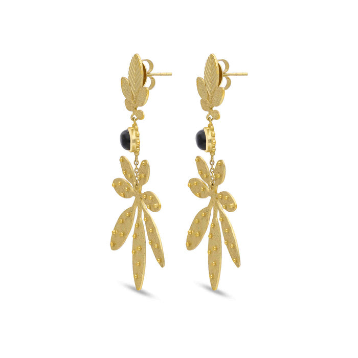 BLACK ONYX MINIMALIST EARRING STEALING SILVER PUSH BACK By Harshita Jewellery