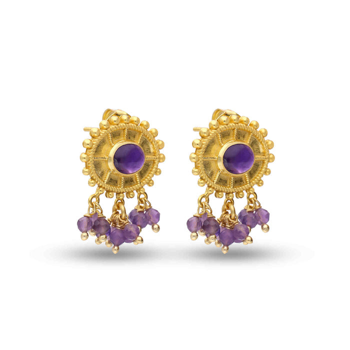 AMETHYST EARRING STEALING SILVER PUSH BACK By Harshita Jewellery