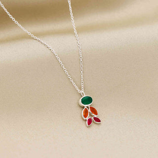 Multi Gemstone Necklace 925 Sterling Silver by Harshita Jewellery