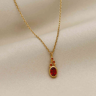 Garnet & Carnelian Gemstone Necklace 925 Sterling Silver by Harshita Jewellery
