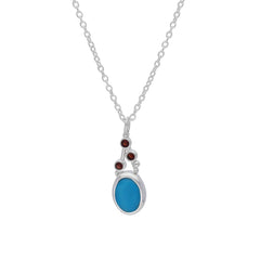 Turquoise & Garnet Gemstone Necklace 925 Sterling Silver by Harshita Jewellery