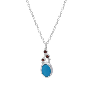 Turquoise & Garnet Gemstone Necklace 925 Sterling Silver by Harshita Jewellery