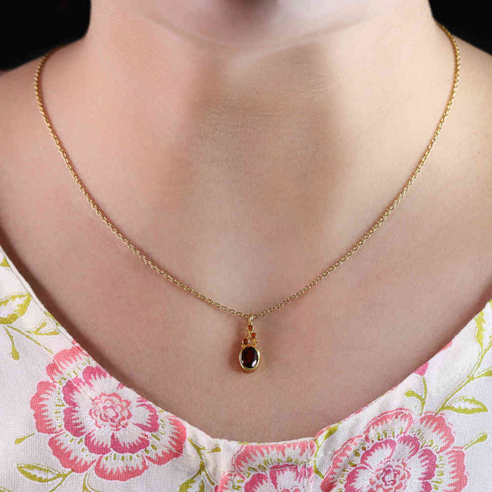 Garnet & Carnelian Gemstone Necklace 925 Sterling Silver by Harshita Jewellery