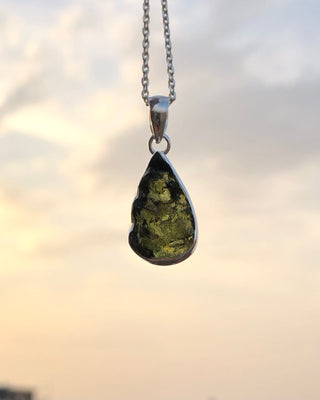 Certified Rough Moldavite Pendant, 925 Solid Sterling Silver Handmade Designer Pendant, 100% Natural Moldavite Gemstone Pendant Gift For Her